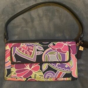 Talbots Black and Pink Floral Shoulder Bag
